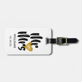 Persoonlijke gouden hart Mr en Mrs Bagagelabel (Voorkant horizontaal)