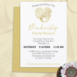 Persoonlijke Gouden Hartboom Familiereünie Wit Kaart