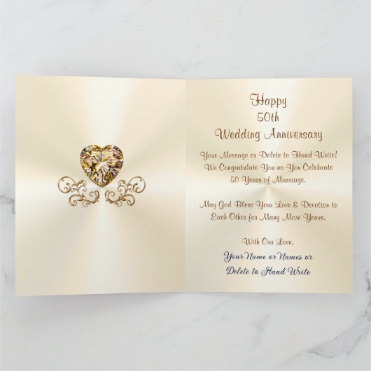 Persoonlijke Gouden Huwelijksjubileum Kaarten, GRO Kaart (Binnen)