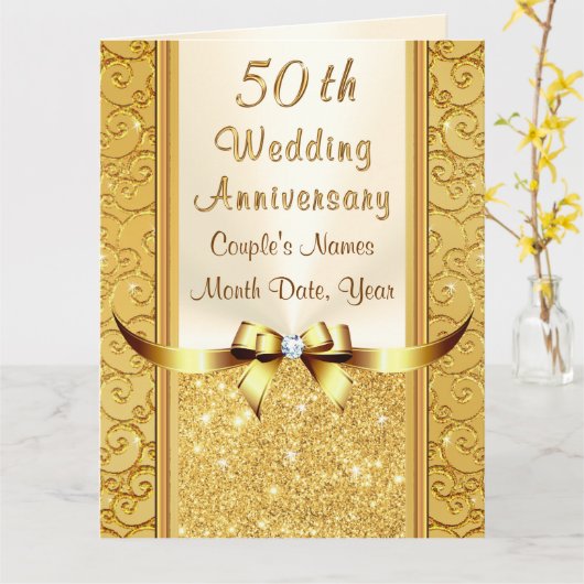 Persoonlijke Gouden Huwelijksjubileum Kaarten, GRO Kaart (Gele Bloem)