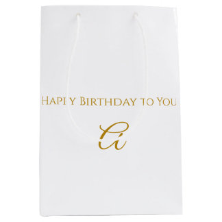 Persoonlijke gouden initialen Happy Birthday cadea Medium Cadeauzakje