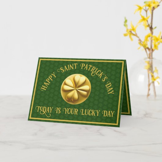 Persoonlijke Gouden Klaver St. Patrick's Dag Kaart (Gele Bloem)