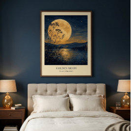 Persoonlijke Gouden Maanreflectie Kunstposter Poster