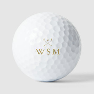Persoonlijke gouden monogram golfclubs golfballen