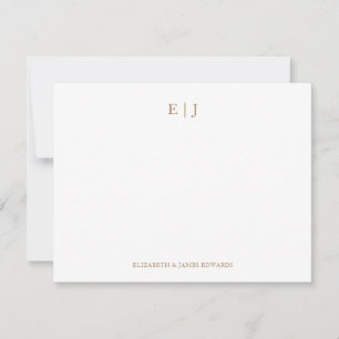 Persoonlijke Gouden Monogram Koppel Beginletters Notitiekaartje