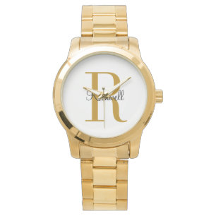 Persoonlijke gouden monogram naam initiaal horloge
