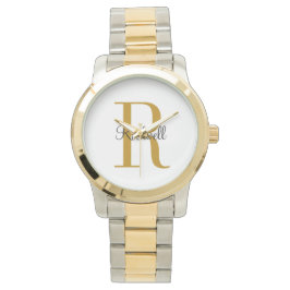 Persoonlijke gouden monogram naam initiaal  horloge