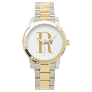 Persoonlijke gouden monogram naam initiaal  horloge