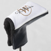 Persoonlijke gouden monogram script naam golfheadcover (3/4 voorkant)
