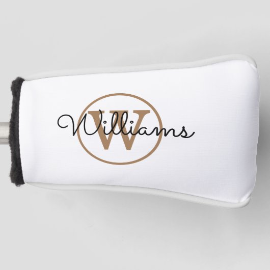 Persoonlijke gouden monogram script naam golfheadcover (Voorkant)