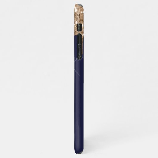Persoonlijke Gouden Navy Druppelende Glitters BUDG iPhone Hoesje (Linkerkant)