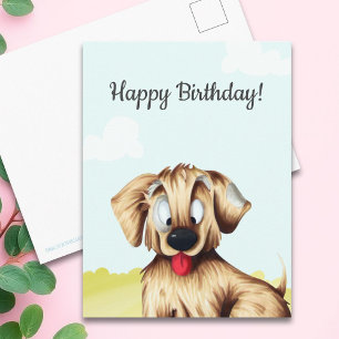 Persoonlijke Gouden Retriever Cartoon Verjaardag Briefkaart