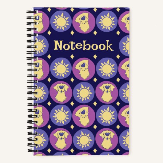 Persoonlijke Gouden Retriever Whimsical Zon Klein Notitieboek (Voorkant)