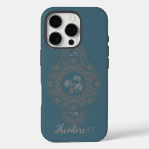 Persoonlijke Gouden Rococo Lotus Sierlijke Mandala iPhone 16 Pro Hoesje
