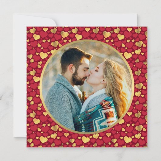 Persoonlijke Gouden, Rode Harten Valentijnsdag Cad (Voorkant)
