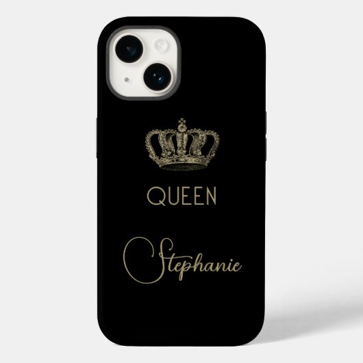 Persoonlijke gouden Royalty-koningin op zwart Case-Mate iPhone Case (Achterkant)