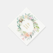 Persoonlijke Gouden Script Roos Guirlande Bloem Servet (Hoek)