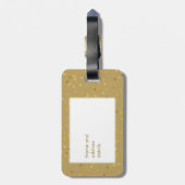 Persoonlijke gouden stof confetti meneer en mevrou bagagelabel (Achterkant verticaal)