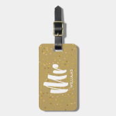 Persoonlijke gouden stof confetti Mr Bagagelabel (Voorkant verticaal)