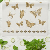 Persoonlijke Gouden Vlinder Fleur de Lis Matching Theedoek (Gevouwen)