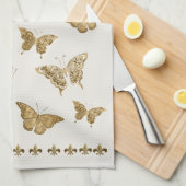 Persoonlijke Gouden Vlinder Fleur de Lis Matching Theedoek (Quarter Fold)
