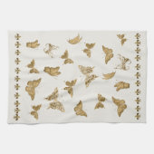 Persoonlijke Gouden Vlinder Fleur de Lis Matching Theedoek (Horizontaal)