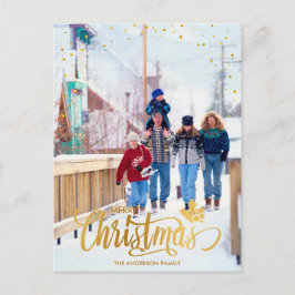 Persoonlijke gouden vrolijk kerstfeest foto ansich feestdagenkaart