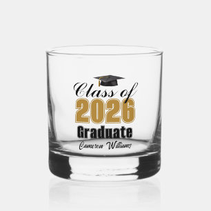 Persoonlijke Gouden Zwarte Afstudeerklas van 2026 Whisky Glas