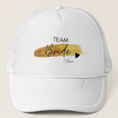 Persoonlijke Gouden & Zwarte Moderne Chic Trouwbri Trucker Pet (Voorkant)