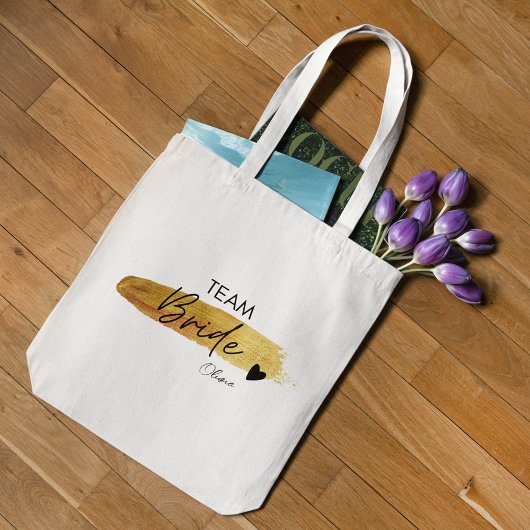 Persoonlijke Gouden & Zwarte Moderne Chique Team B Tote Bag