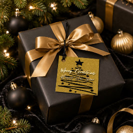 Persoonlijke Gouden Zwarte Vrolijk Kerstfeest Gelu Bedankjes Labels