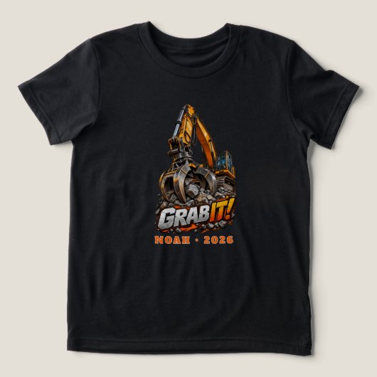 Persoonlijke Grab It Robuuste Graafmachine Tri-Blend Shirt (Design voorkant)