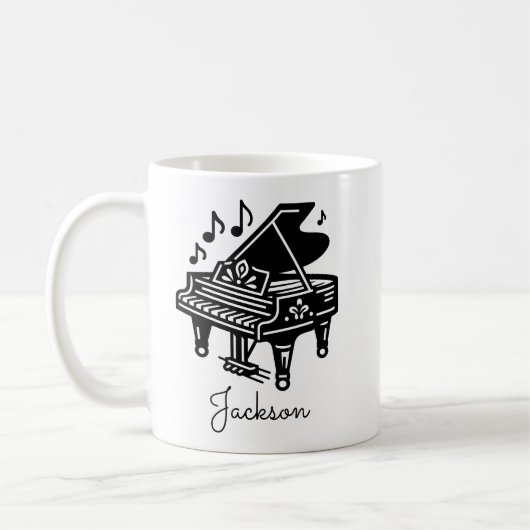 Persoonlijke Grand Piano Mok – Aangepaste Naam (Links)