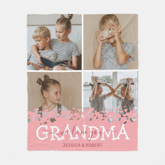 Persoonlijke Grandma Photo Collage Fleece Deken (Voorkant)