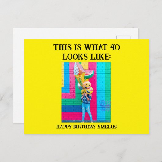 Persoonlijke Grappige 40e Verjaardag Briefkaart (Voorkant / Achterkant)