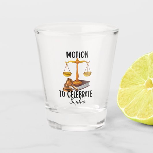 Persoonlijke grappige afgestudeerde rechten shot glas (Voorkant)
