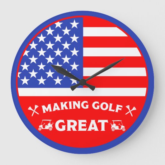 Persoonlijke Grappige Amerikaanse Golfspeler Grote Klok (Voorkant)