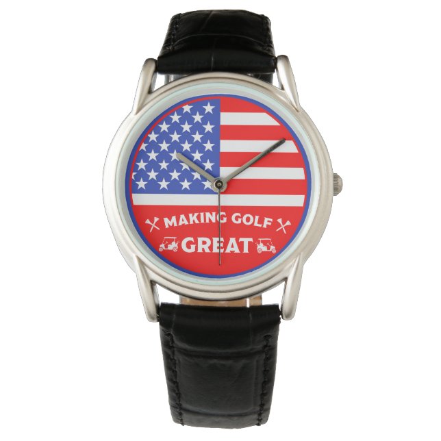 Persoonlijke Grappige Amerikaanse Golfspeler Horloge (Voorkant)