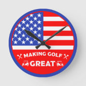 Persoonlijke Grappige Amerikaanse Golfspeler Ronde Klok (Voorkant)