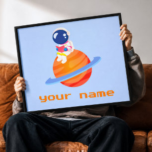 Persoonlijke Grappige Astronaut Canvas Wand Kunst Afdruk