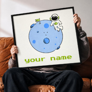 Persoonlijke Grappige Astronaut Canvas Wand Kunst Afdruk