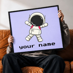 Persoonlijke Grappige Astronaut Canvas Wand Kunst Afdruk