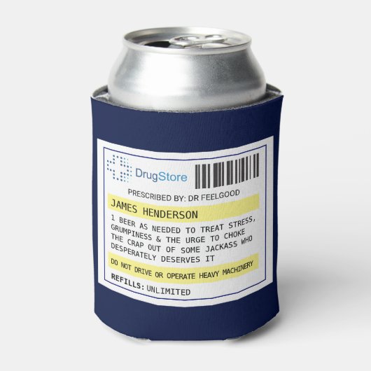 Persoonlijke Grappige Bier/Cider/Andere Recept Blikjeskoeler (Blikje Voorkant)