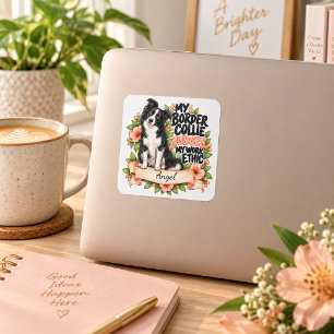 Persoonlijke Grappige Border Collie Beoordeelt Mij Vierkante Sticker