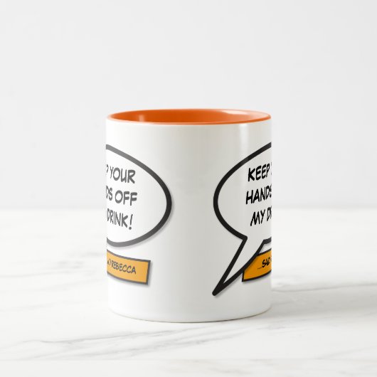 Persoonlijke grappige Comic Book Speech Bubble Tweekleurige Koffiemok (Center)