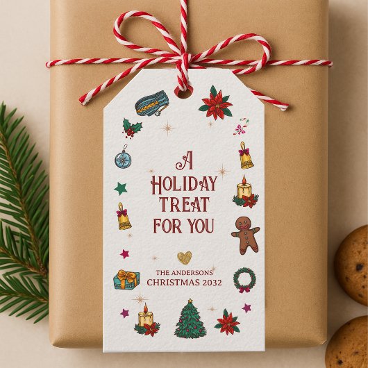 Persoonlijke Grappige Festiviteitsicoontjes Vakant Cadeaulabel