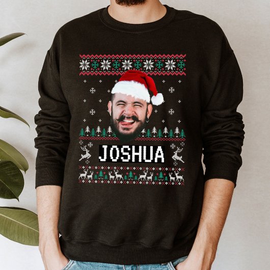 Persoonlijke grappige gezichts foto met kerstmuts trui