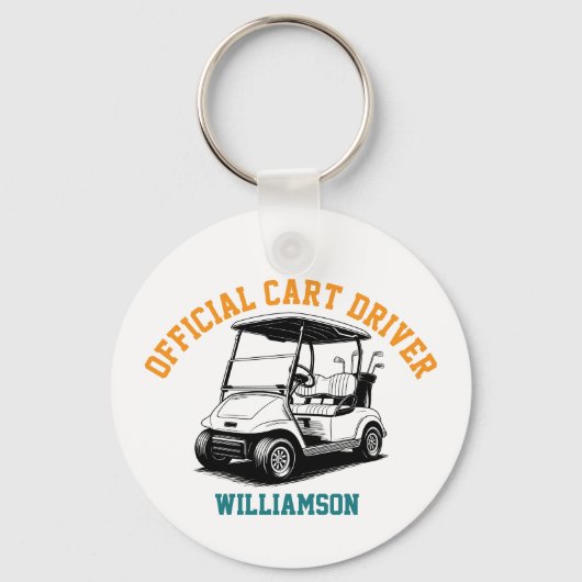 Persoonlijke Grappige Golfkar Sleutelhanger (Voorkant)