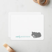 Persoonlijke grappige grijze kat briefkaart (Voorkant / Achterkant in situ)