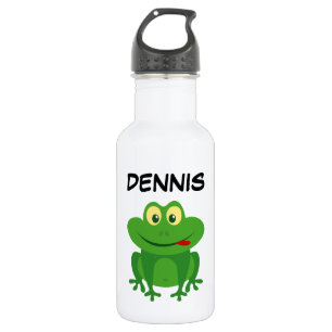 Persoonlijke grappige groene kikker cartoon aangep waterfles 